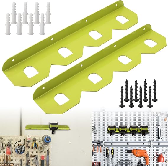 2 Pcs Upgrade Aluminum Alloy Battery Holder 4 Slot Mounting Organizer Compatible with RYOBI 18V NiCAD NiMH Lithium-Ion ONE+ Battery (Fruit Green)