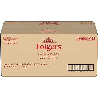 Folgers Classic Roast Medium Roast Ground Coffee, 160- .9 Ounce Filter Packs