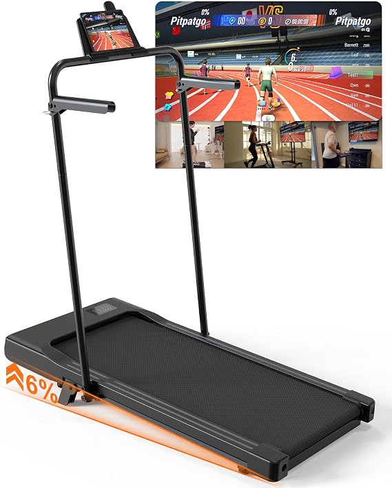 Superun Walking Pad Raceable 6% Incline 6/12km/h Under Desk Treadmill | 2.5HP Foldable Treadmill with HIIT & MIIT Programs APP Control 136KG Walking Machine, UK Stock Fast Door to Door Delivery