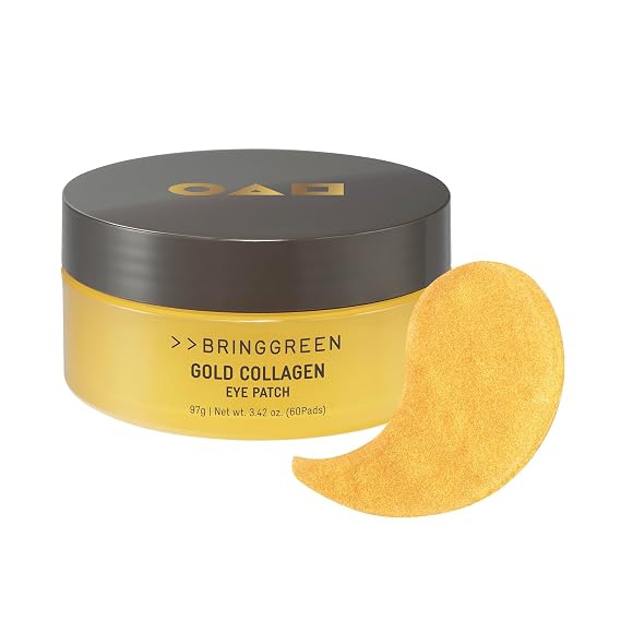BRING GREEN Gold Collagen Eye Patches 60 Count, Hydrating Firming Under Eye Mask for Dark Circles & Puffiness