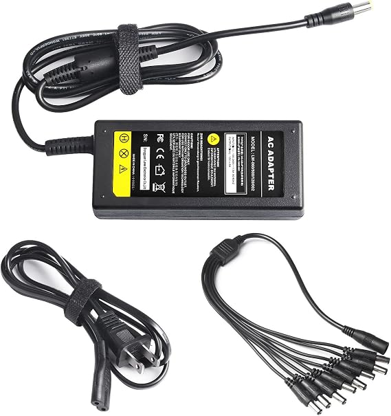 8-Way CCTV Camera Power Splitter-Security Camera Power Adapter-LED Driver Lighting Transformer DC Converter-Flexible LED Tape Strip Light AC DC Power Supply 12V 5A 60W