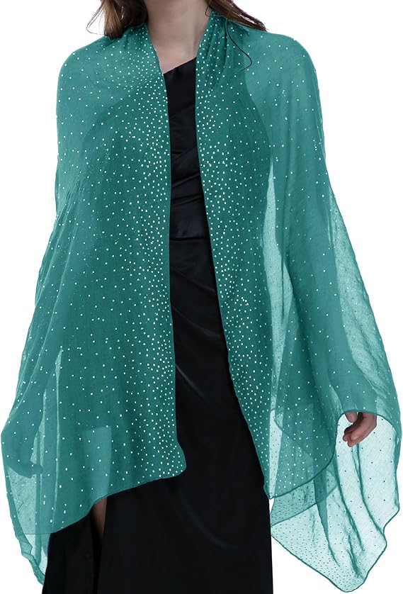 BANETTETA Starry Night Shawls and Wraps for Evening Dresses, Shiny Scarf for Womens Formal Wear