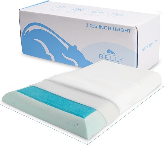 Pillow for Stomach Sleeper Cooling Gel Memory Foam Cushion with Moisture-Wicking Cover Cool Gentle Ultra Thin Pillow for Sleeping Slim Flat Pillows for Sleeping Thin Ultimate Comfort - Extra Gel