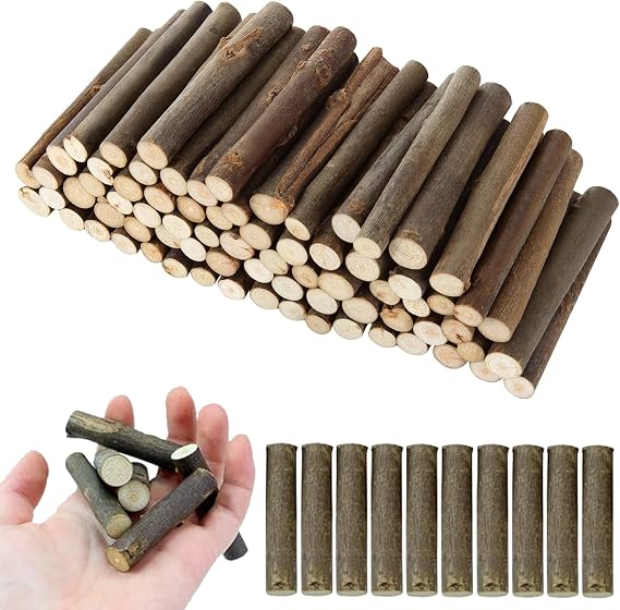 100PCS Craft Sticks, 4 Inch Long Natural Driftwood, 0.2-0.3 Inch in Diameter Mini Craft Sticks, Mini Wood Log for DIY, Photo Props, Farmhouse Centerpiece Decor and Rustic Home Decor