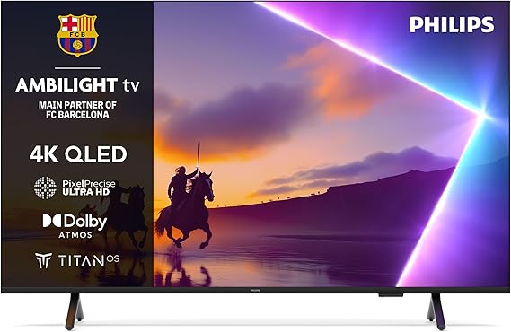 Philips Ambilight 43PUS8500 4K QLED Smart TV - 43 Inch Display with Pixel Precise, Ultra HD, Titan OS Platform and Dolby Atmos Sound, Works with Alexa and Google Voice Assistant [Energy Class F]