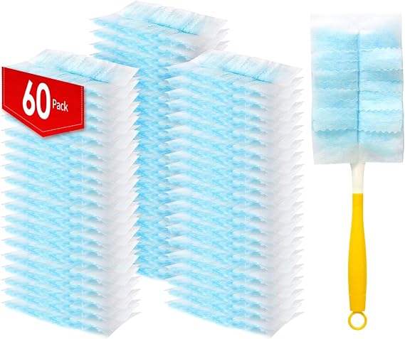 60個 静電ダスターリフィル Swiffer Duster用 マルチサーフェスダスティングリフィル マイクロファイバーダスター クリーニング用 ショートハンドル1個付き 無香料