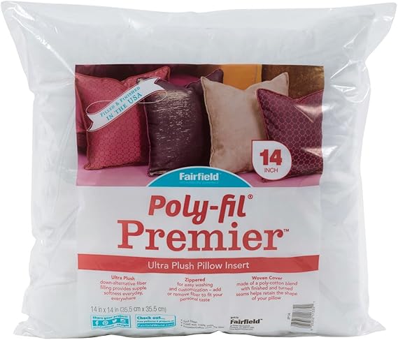 Fairfield Poly-Fil Throw Pillow Insert, White, 14" x 14"