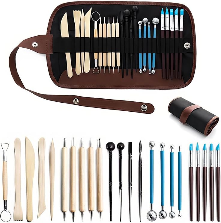 24 Piece Ceramic Clay Pottery Sculpture Wood Modeling Carving Set cin670
