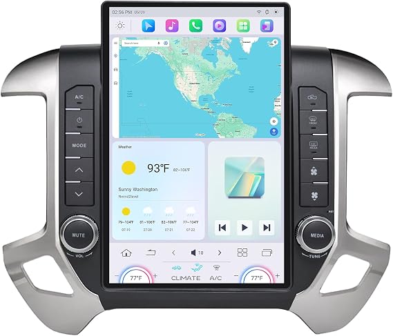 Cidava 13 Inch Car Radio for Chevy Silverado and GMC Sierra 2014-2018 | T-style Car Stereo Head Unit Replacement with Wireless CarPlay/Android Auto, Fast Boot, Upgraded DSP & EQ, 8+128GB
