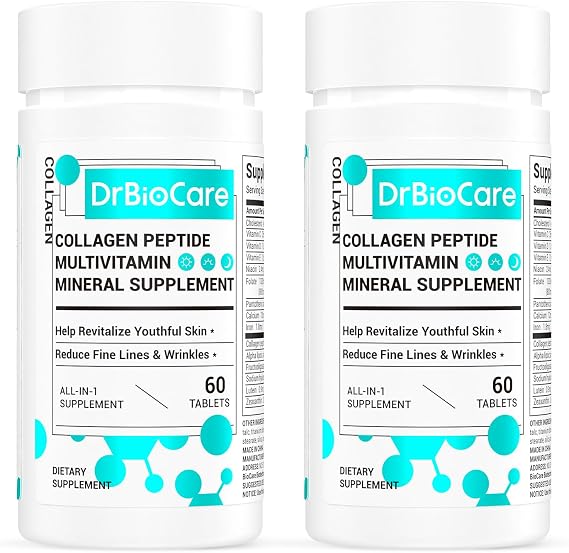 DrBioCare Collagen Peptides for Women, Beauty Vitamin & Mineral Supplement,Contains Vitamin D3, Probiotics for Women & Collagen Peptides,Vitamin B Complex,Vitamin E 120 Tablets