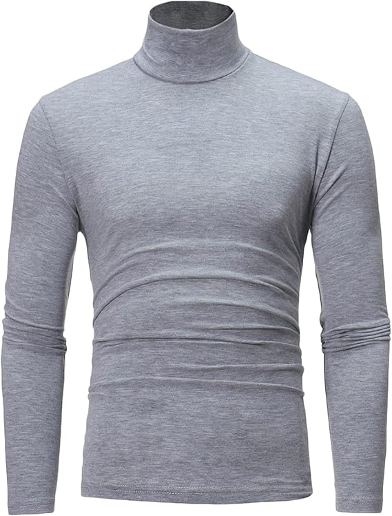 Mens T Shirts Casual Stylish Loose Fit Long Sleeve Turtleneck Warm Sweater Soft Comfy Stretch Pullover Sweater