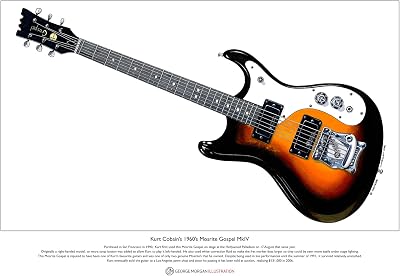 George Morgan Illustration Kurt Cobains 1960s Mosrite Gospel MkIV Limited Edition Fine Art Print A3 size