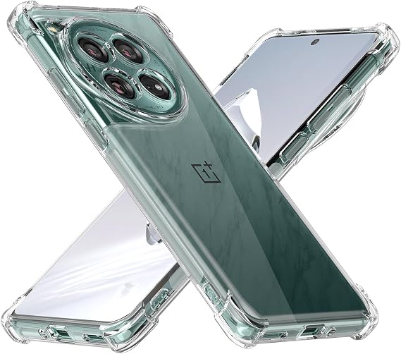 Cresee Case for OnePlus 12, Clear Cover with Reinforced Corner Bumper Slim Fit Shockproof Flexible TPU Case for OnePlus 12 - Transparent