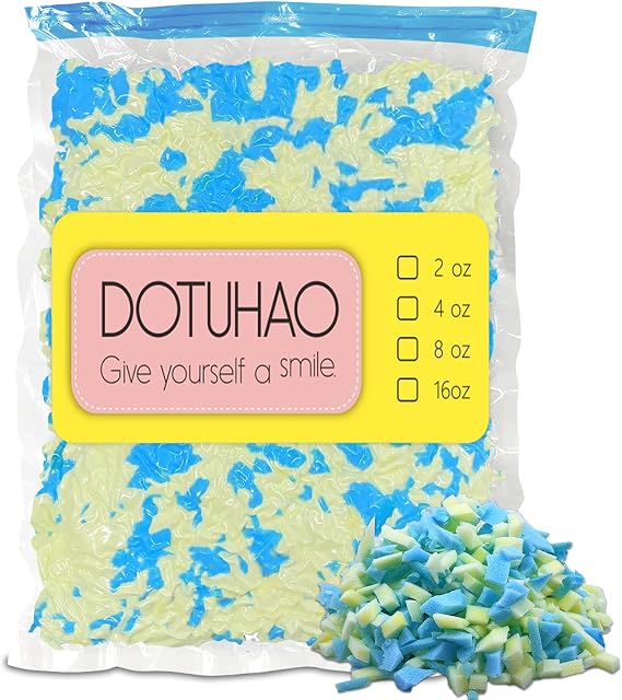 Bean Bag Filler, Blue & Yellow Shredded Memory Foam, Bean Bag Stuffing for Easy Pillow, Mattress Grade Replacement Filling for Dolls, Dog Beds and Pillows (Blue & Yellow,2 LB)