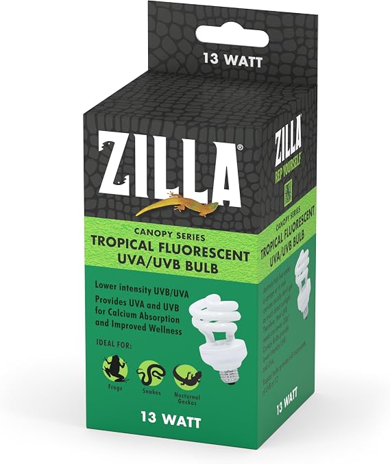 Zilla Canopy Series Fluorescent UVB/UVA Bulbs Tropical 13 W,White, 3.875 in