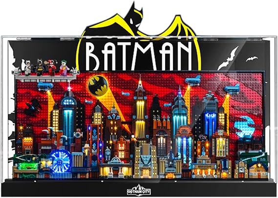 One-Piece Acrylic Display Case for Lego 76271 Gotham City Animation Building Set,Clear Display Case, Dust-Proof Display Case Compatible with Lego 76271 (Only Display Case) (Background)