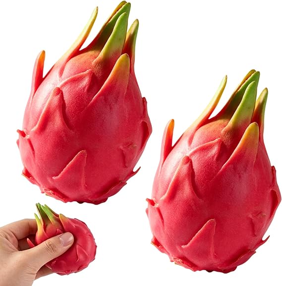 2 PCS Dragon Fruit Squishy, Stress Relief Fidget for Adults, Giant Dragonfruit Squishies for Office Desk, Slow Rebound Sensory for Travel and Commuting
