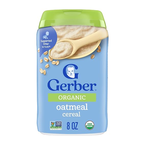 Gerber Baby Cereal, Organic Oatmeal, 8 Ounce