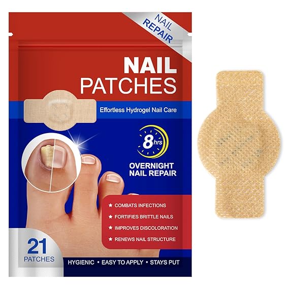 Nail Patches 21pcs Toenail Treatment Extra Strength for Damaged, changtengUK Discolored Nails 8-Hour Nail Patch for Brittle Nail Strengthening, Safe for Sensitive Skin, Easy to Apply