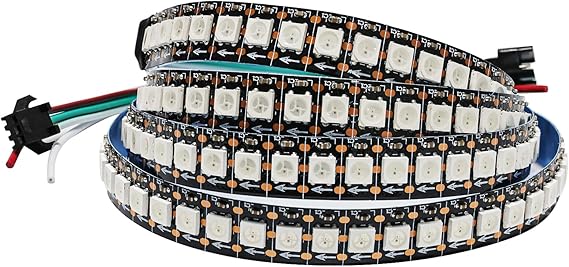 WS2812B Strip Light 5V RGB LED Pixel Strip 1 m 144 LEDs/M IP30 Black PCB Flexible Full Colour Addressable Individually Smart for Advertising Decoration DIY Projects [Energy Class D]