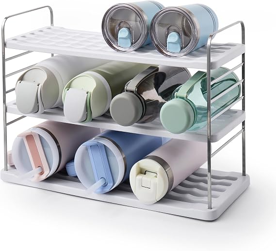 YouCopia UpSpace 12 Water Bottle Organizer, Adjustable Tumbler Cabinet Rack