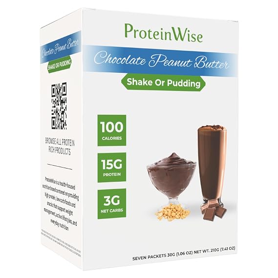 ProteinWise - High Protein Chocolate Peanut Butter Shake Or Pudding - 7/Box