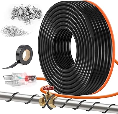 70FT3FT-200FT Pipe Heating Cable for Pipe Freeze Protection, Heat Cable for Water PipesMetal and Plastic, Pipe Heat Tape Keeps Water Flowing at -40F 5wft, 120V Plumbing fixture