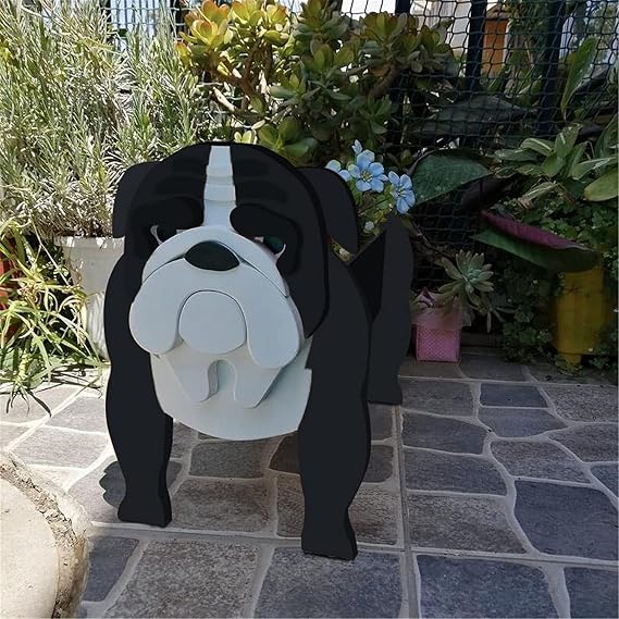 Dog Planter Plant Pot,Animal Flower Planter Pot for Garden Decoration,Storage Container Dog Planters,Handmade Planter for Garden Flower Cactus Office Home Decor Gift (Bulldog Black)