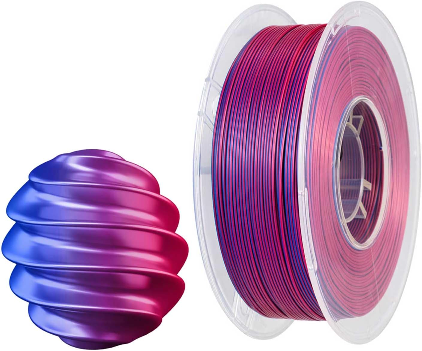 CC3D Silk 2 Color Dual Color Dual PLA Filament Silk RoseBlue 3D Printer 1.75mm 1kg Silk PLA RoseBlue Filament 2-Color Mixed Coextruded Filament 1000g