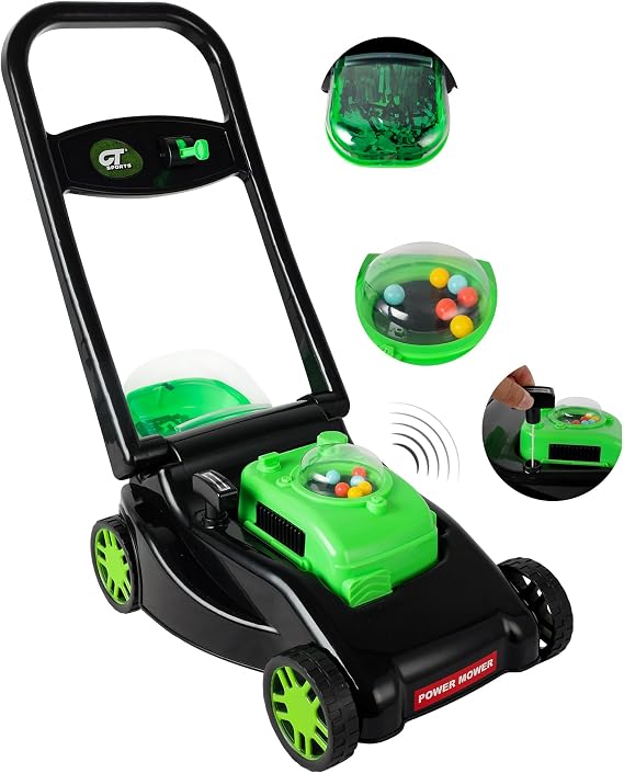 Kids Lawn Mower with Realistic Grass-Cutting Action and Sounds No Batteries Required | Fun Outdoor Push Toy, Birthday Gift & Holiday Present for 3, 4, 5, 6Year Old Boys and Girls (Black)