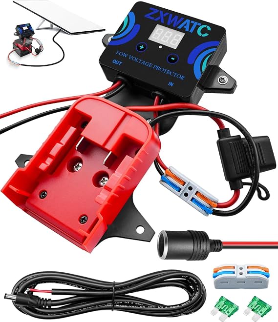 Upgrade Power Cable and Battery Adapter for Starlink Mini Compatible with Milwaukee M18 18V Battery, Starlink Mini Adapter Kit with Low Voltage Protector, Portable Power Kit with 6.56FT DC Power Cable