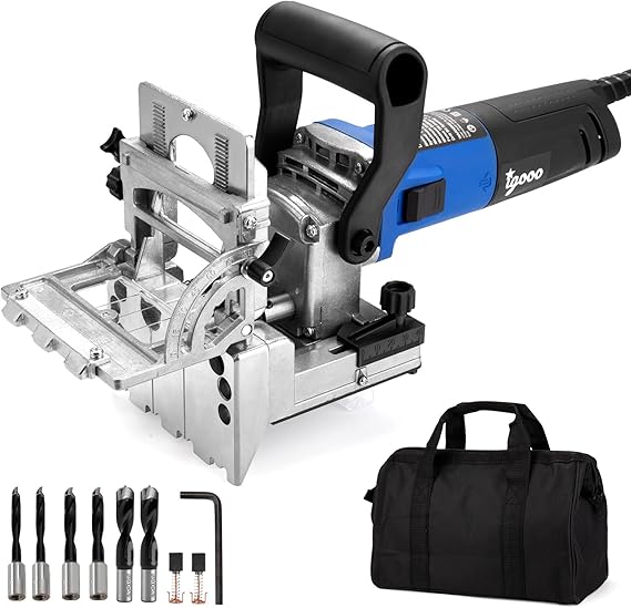 Dual-Spindle Doweling Jointer DJ710, 710W 230V 50Hz, UK/DE Plug, Wood Plate Joiner, 2X10mm，2X8mm and 2X6mm Drilling Bits, 80 Dowels