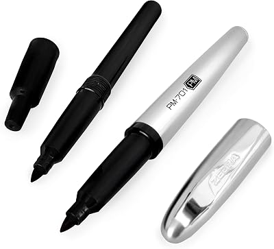 Zebra PM-701 Stainless Steel Permanent Marker - 1mm Line  Free Refill - Black Ink