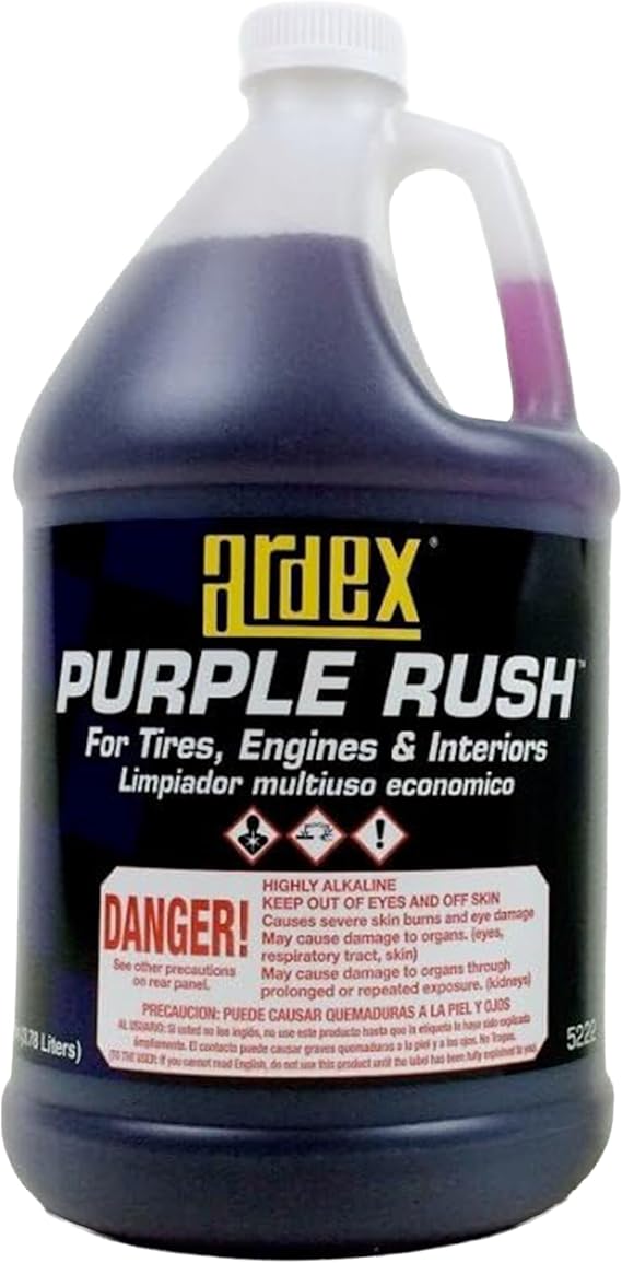 Ardex Purple Rush 5222 | Multi Purpose Cleaner Concentrate - Professional Car Detailing Interior Cleaner for Automotive & Marine, High Alkaline Formula, Heavy Duty & Degreasing, 1 Gal | Made in USA