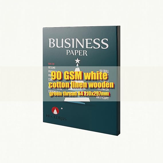 NEUTRUAL Cotton linen paper, A4 size business paper,90GSM inkjet laser printing paper,white color,100sheets green thread, uv invisible fiber