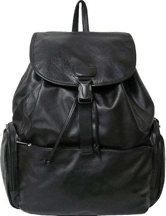 Black Leather Jumbo Backpack (#1518-0)