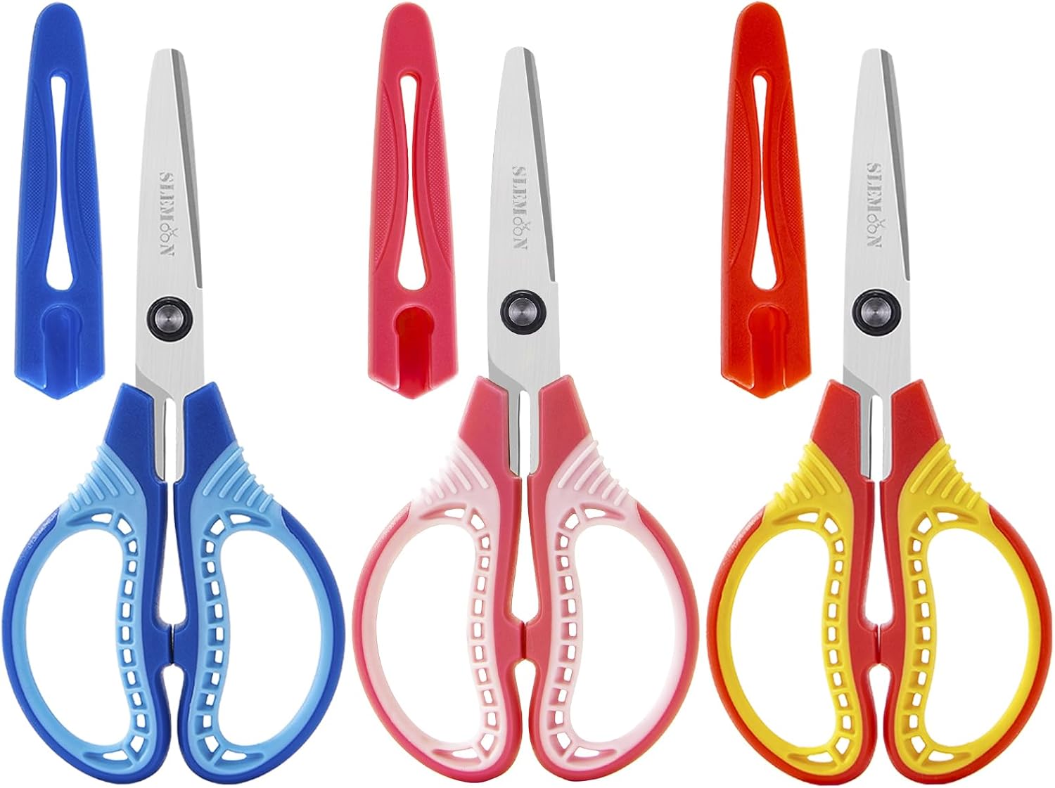 Kids Safety Scissors for Ages 4-6,6-8,8-11, 3-Pack 6 Blunt Tip with Cover, Ambidextrous for Right & Left Hand, Soft Grip Handles,Premium Stainless Steel,Suit for School, Home, Craft Use