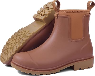 DKSUKO Womens Deck Boots Waterproof Ankle Rain Boots Non-Slip Rubber Fishing Boot Outdoor Work Shoes for Boating Gardening Farming