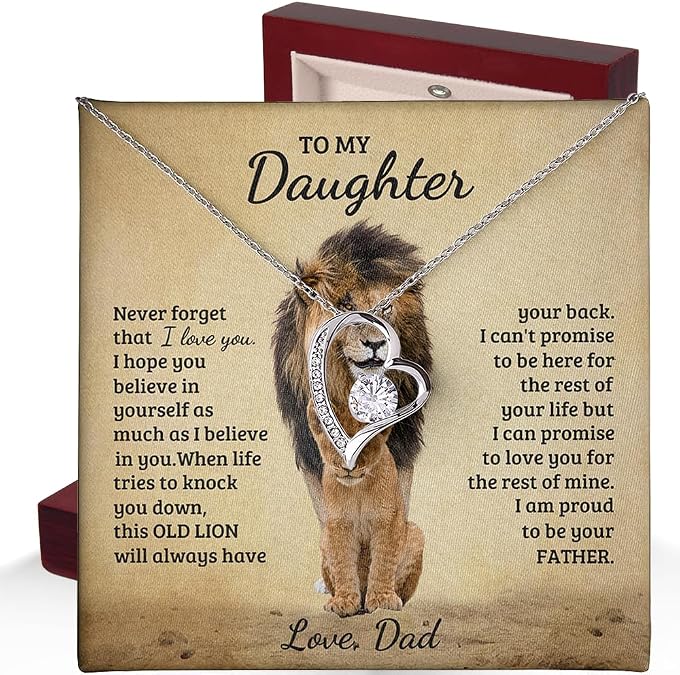 To My Daughter Necklace from Dad Meaningful Jewelry Gift with Message Card & Box | Birthday, Graduation, Christmas, or Valentines Day Gift for Daughter from Father