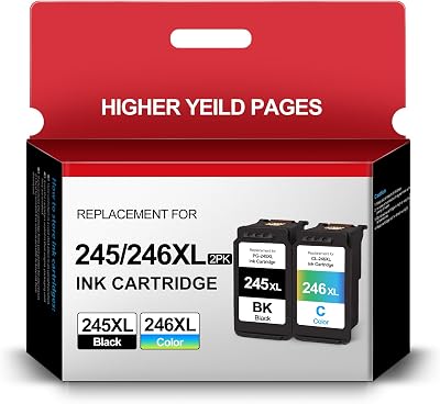 PG-245XL CL-246XL BlackColor Ink Cartridges Replacement for Canon 245XL 246XL Combo Pack for PIXMA TS3322 TR4522 MG2522 MX490 MX492 TR4520 TS3320 TS3300 TR4500 MG2500 Printer 1 Black 1 Tri-Color
