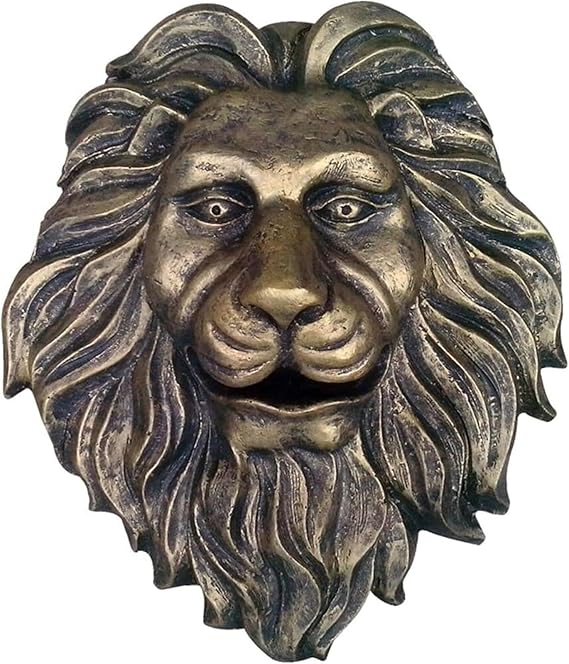 Lion Head Wall Fountain 3D Faux Stone Indoor & Outdoor Water Feature Handcrafted Garden, Patio & Porch Decor