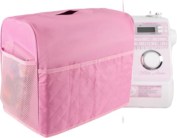 Sewing Machine Cover with Storage Pockets,Pink Sewing Machine Cover Compatible with Most Standard Singer&Brother Sewing Machines