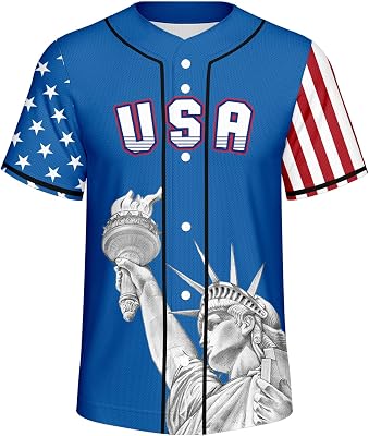 Mens American Flag Baseball Jerseys Independence Day Red White Blue 4th of July 250th Anniversary USA Patriotic Shirt