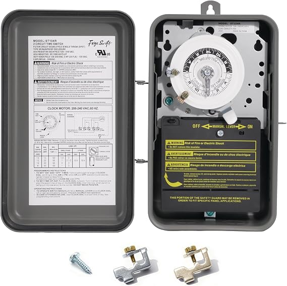 T104R 40A Industrial 24-Hour Heavy Duty Timer DPST Switch