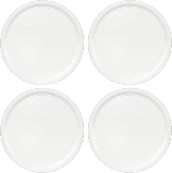 CorningWare F-24-PC (24oz) French White Plastic Lids (4-Pack) - Made in USA