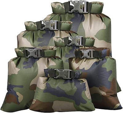 Pimoys 6 Pack Waterproof Dry Sacks, Lightweight Outdoor Dry Bags Ultimate Dry Bags for Kayaking Rafting Camping 8L, 5L, 3.5L, 3L, 2.5L, 1.5L