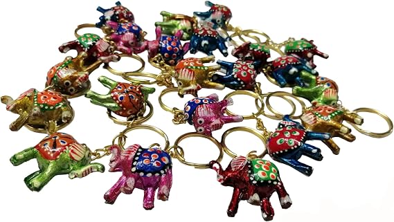 Hand Painted Elephant Keychains 10 Pieces