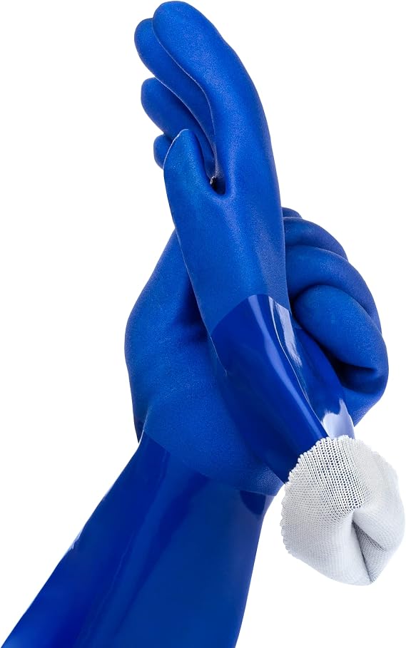 kitchen-star Ultimate Rubber Household PVC Gloves with Comfortable Cotton Lined, Anti-Slip surface, Kitchen Dishwashing, Extra Thickness, Kitchen Cleaning, Working, Painting, Pet Care (Small, Blue)