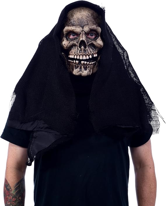 Zagone Grim Reaper Mask – Realistic Skull Face with Moving Jaw, Skeleton Halloween Costume for Adults, Scary Reaper Mask