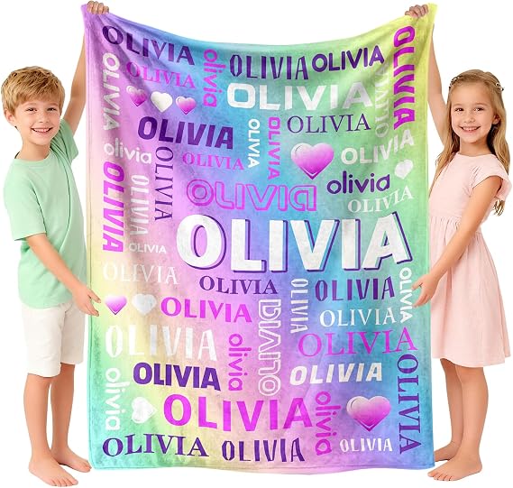 Personalized Blanket for Kids (Rianbow Purple)